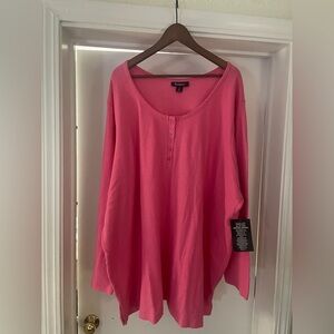 Romans Woman Within Fuchsia Buttoned Long Sleeve Top5X